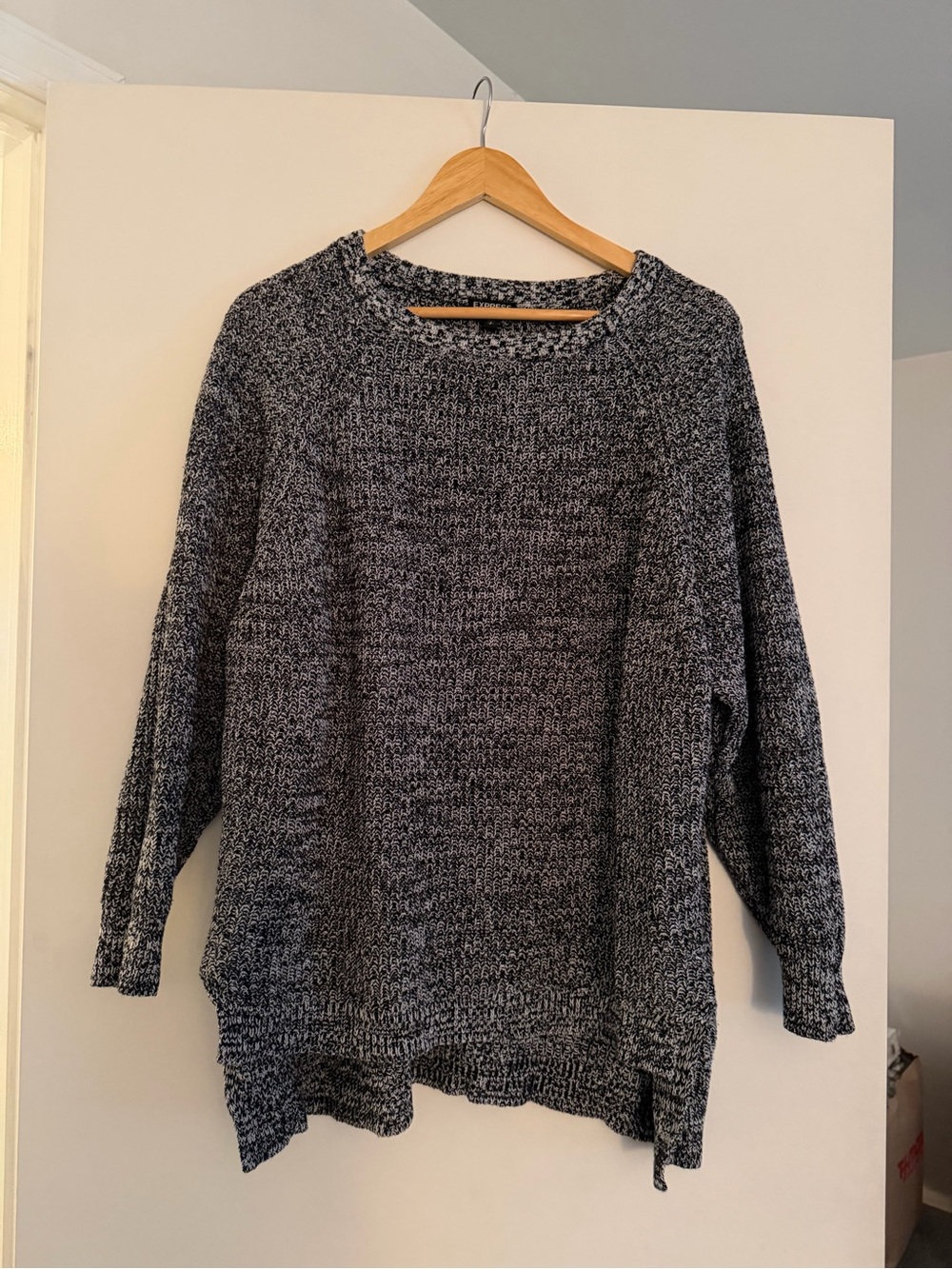 Express Marled Black and White Scoop Neck Sweater